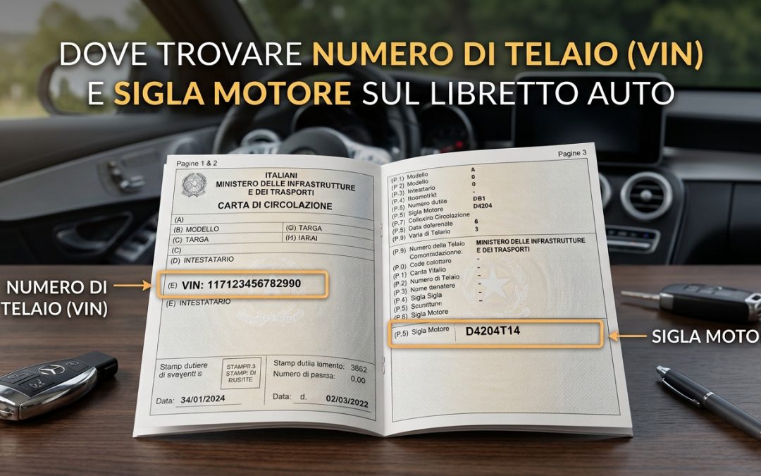 Dove trovare telaio e sigla motore sui diversi libretti